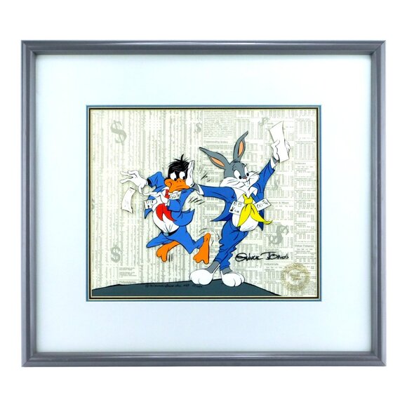 TRADERS Bugs Bunny Daffy Cel Chuck Jones Signed Limited Edition Art Wall Street - Picture 1 of 4